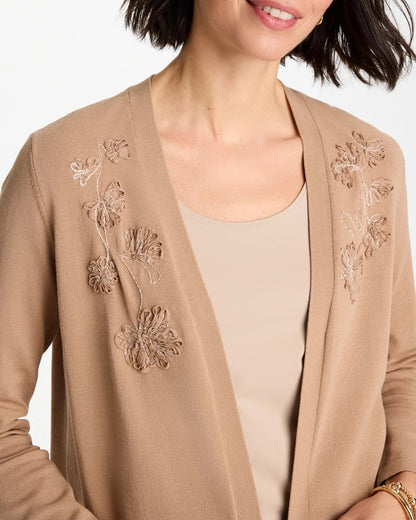 Chico's Floral Embroidered Cardigan