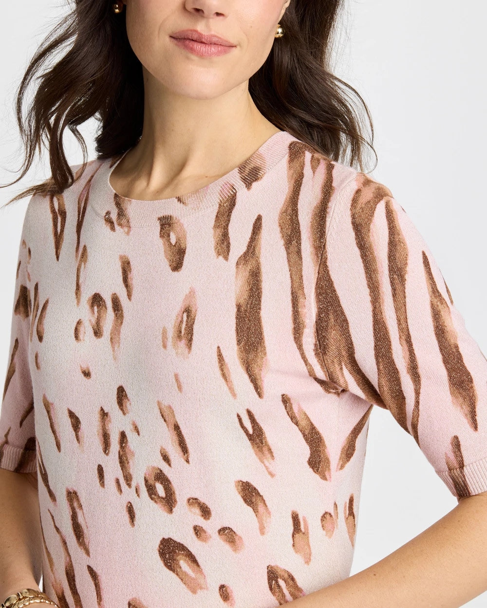 Chico's Ella Crewneck Metallic Pullover Sweater