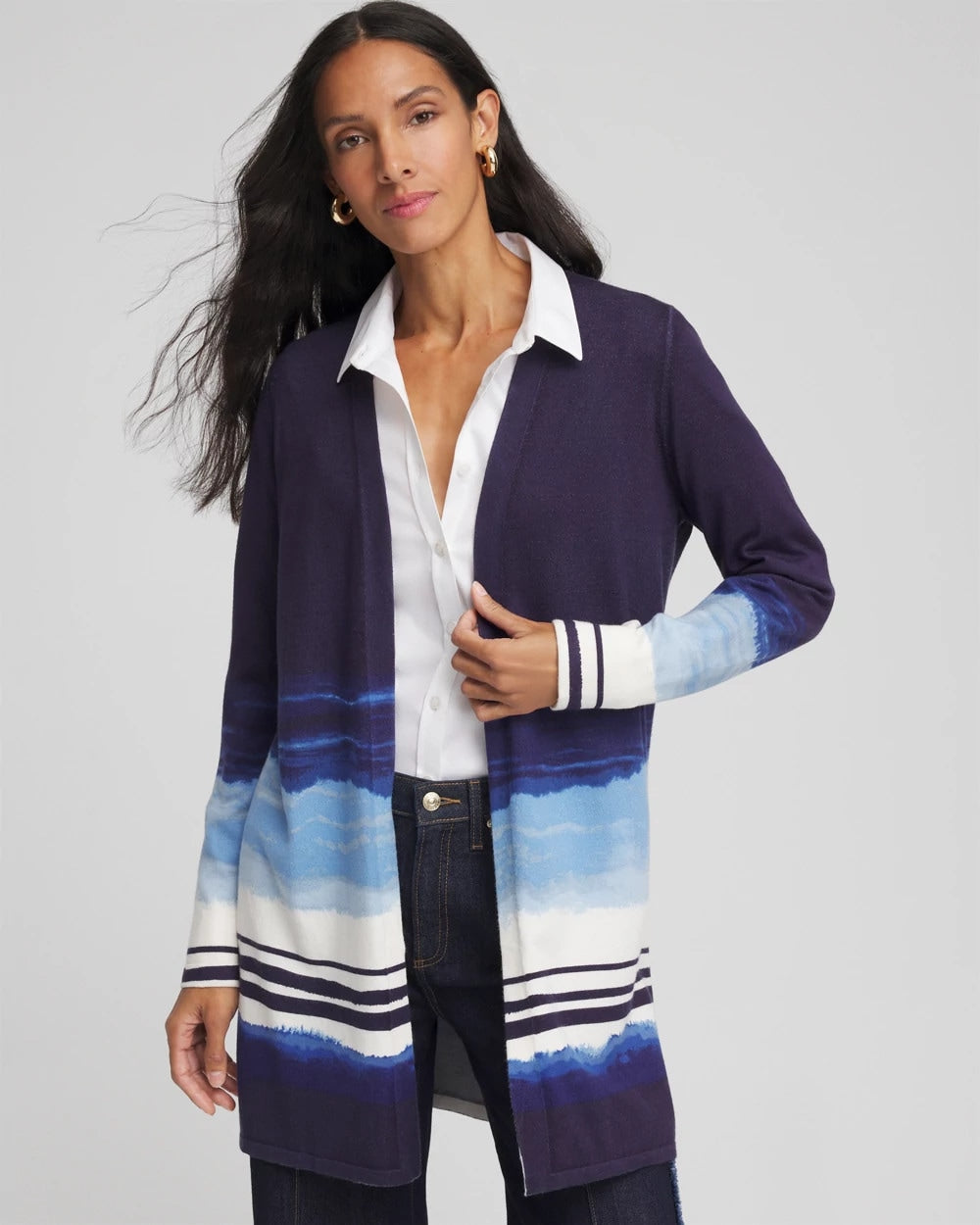 Chico's Stripe Ombre Duster Cardigan