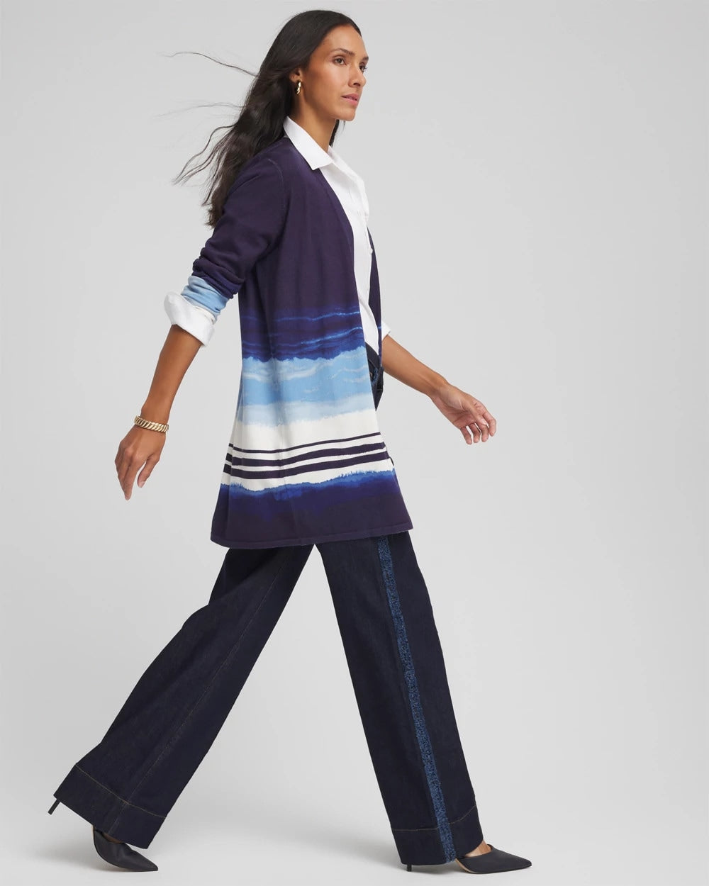 Chico's Stripe Ombre Duster Cardigan