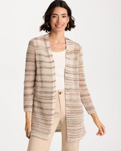 Chico's Pointelle Metallic Cardigan