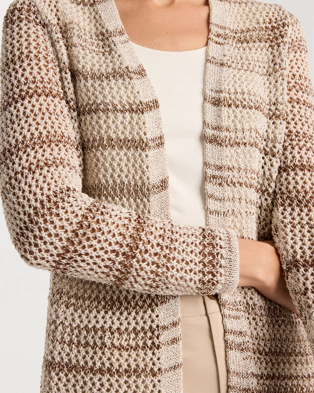 Chico's Pointelle Metallic Cardigan