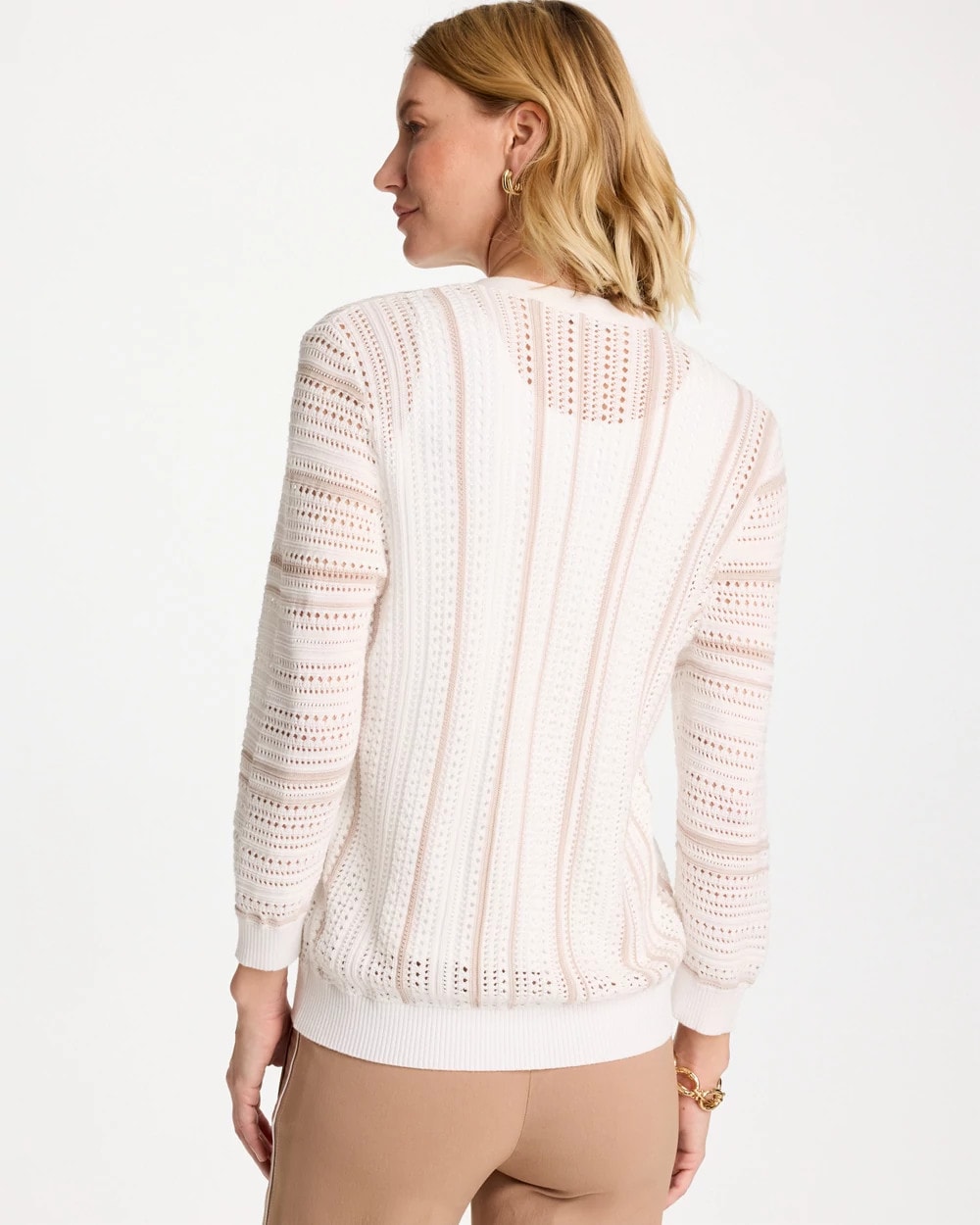 Chico's Striped Stitchy Cardigan