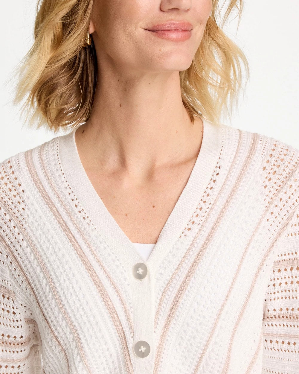 Chico's Striped Stitchy Cardigan
