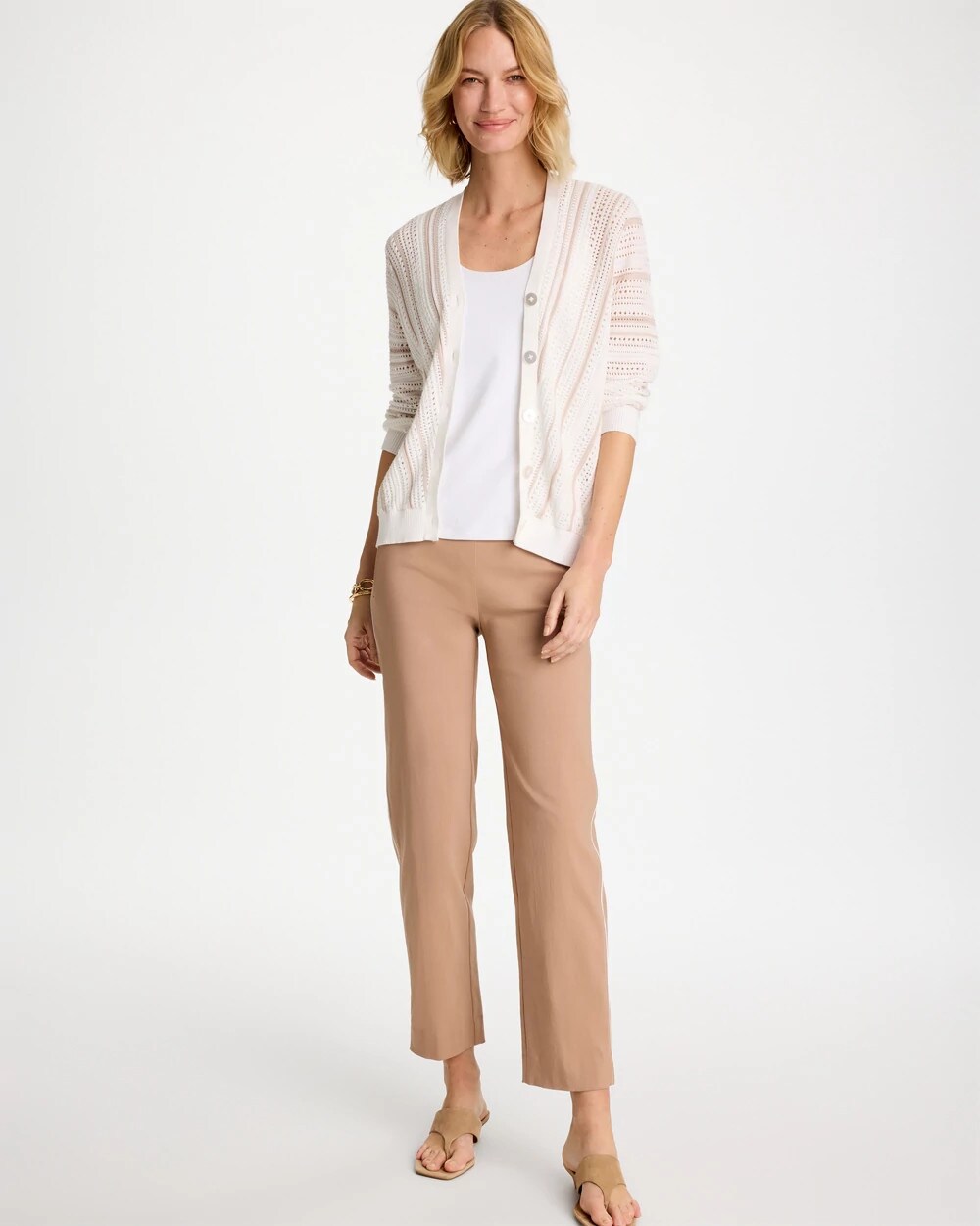 Chico's Striped Stitchy Cardigan