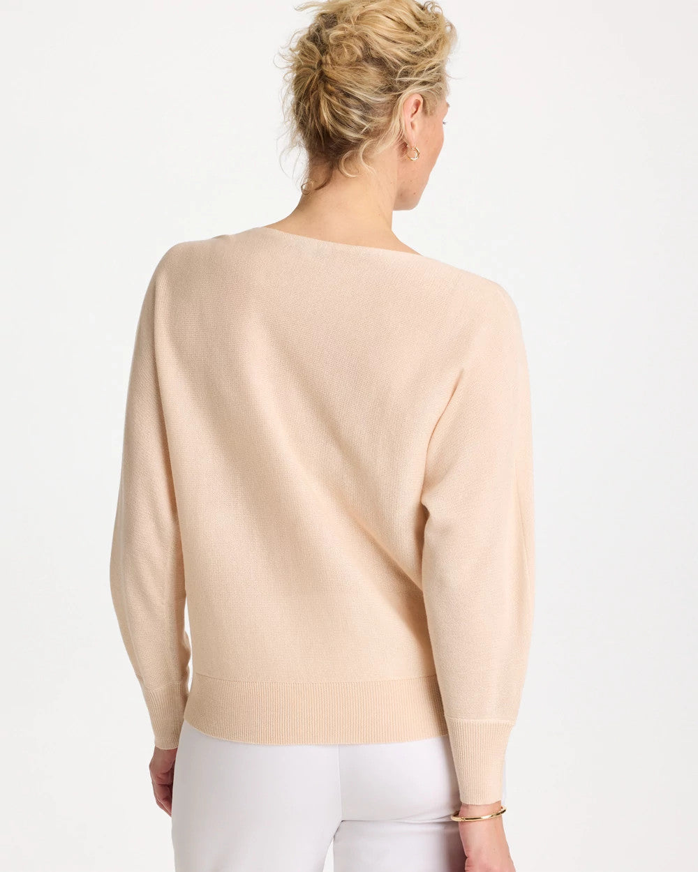 Chico's Embroidered 3/4 Sleeve Sweater
