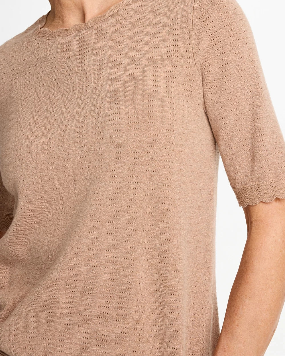 Chico's Ella Crewneck Pointelle Pullover Sweater