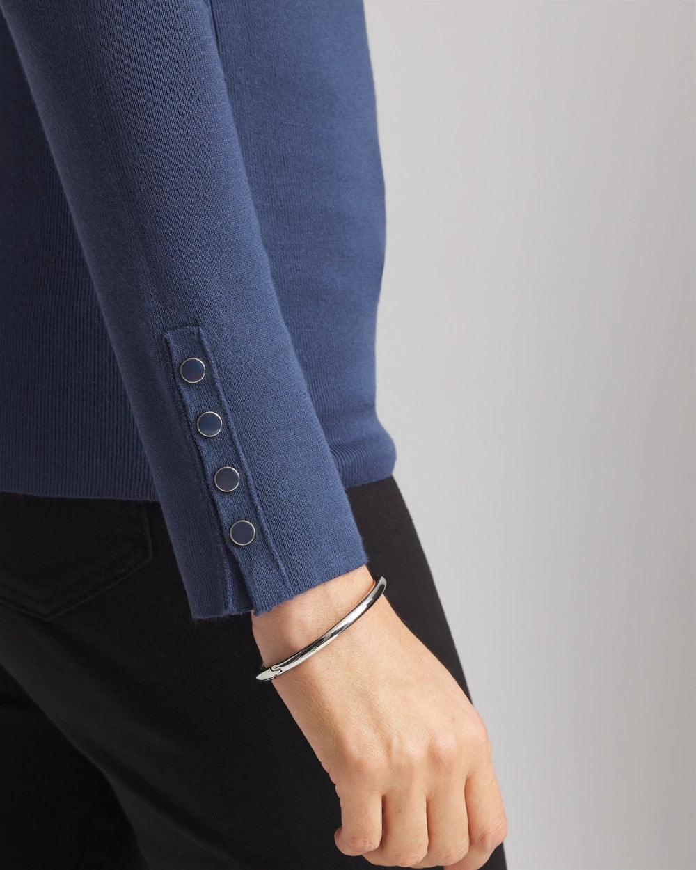 Chico's Ella Button Cuff Turtleneck Sweater