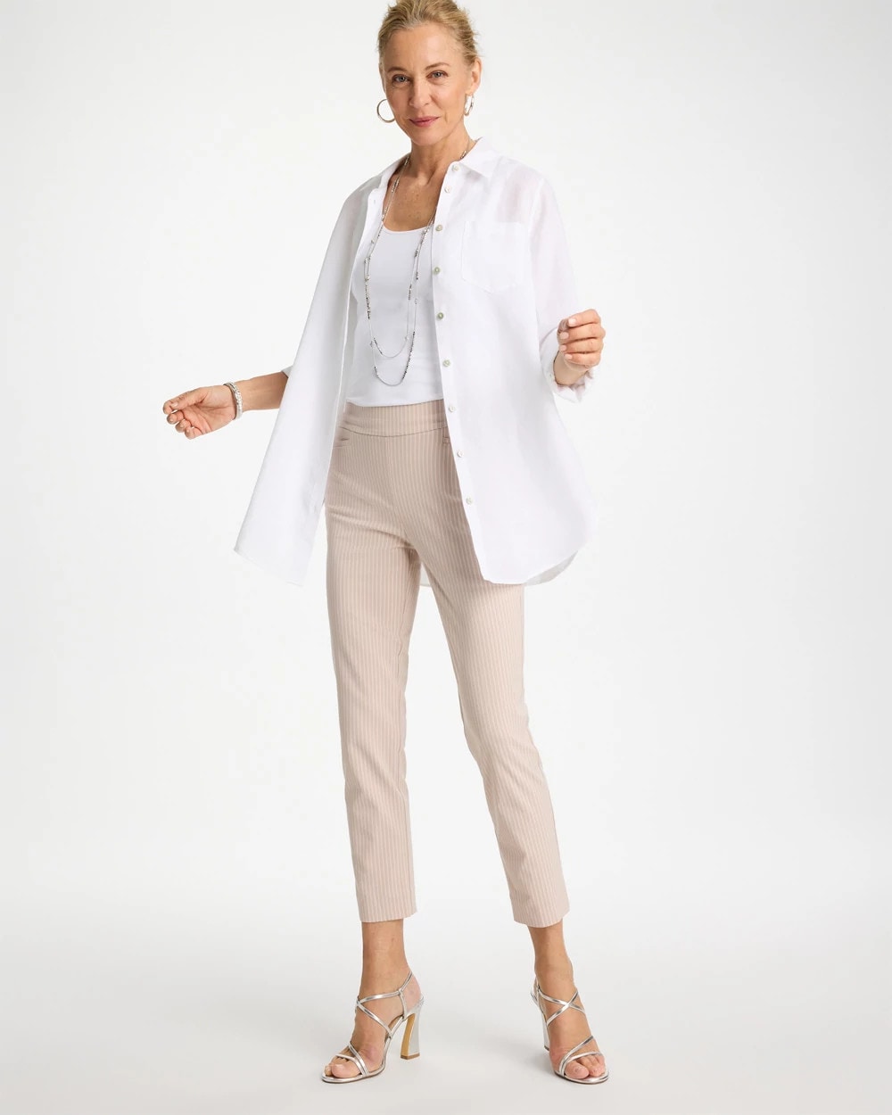 Chico's Brigitte™ Slim Twill Stripe Neutral Crop