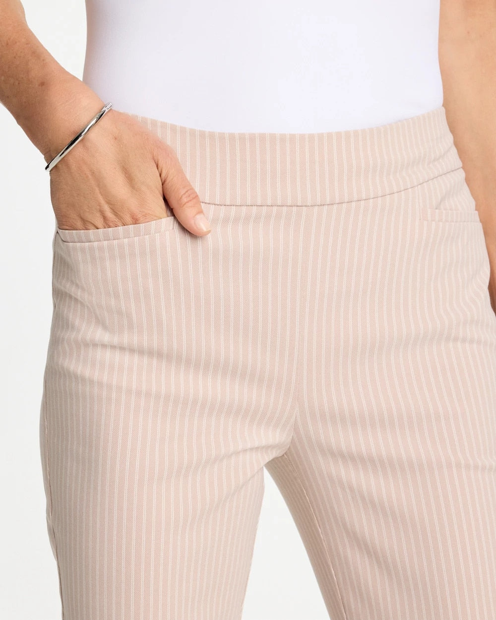 Chico's Brigitte™ Slim Twill Stripe Neutral Crop