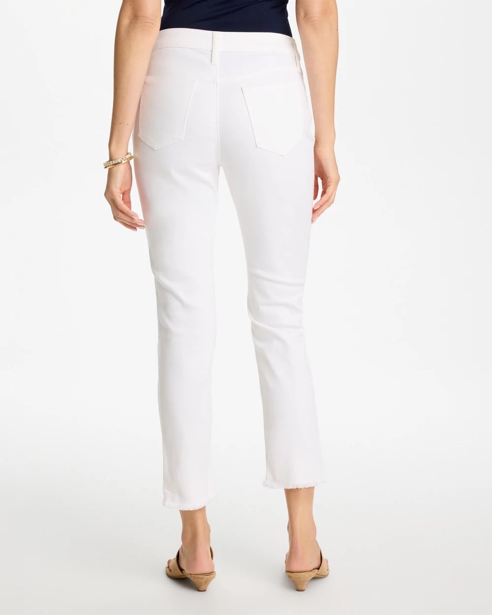 Chico's No-Stain Girlfriend Frayed Ankle Jeans
