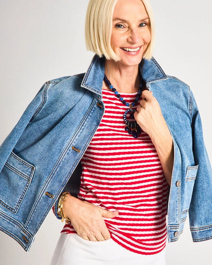 Chico's Denim Cropped Trucker Jacket