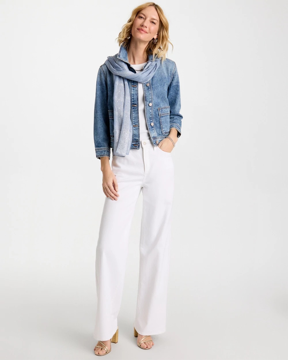 Chico's Denim Cropped Trucker Jacket