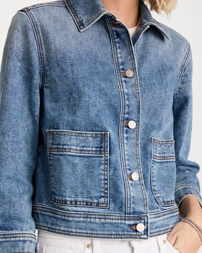 Chico's Denim Cropped Trucker Jacket