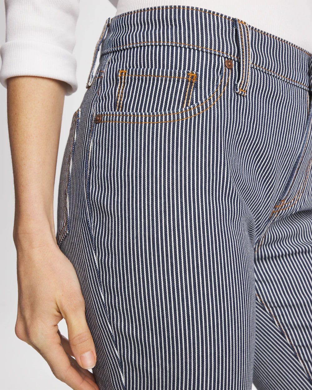 Chico's Pinnacle Stripe Girlfriend Ankle Jeans