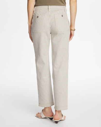 Chico's Stripe Girlfriend Straight Ankle Jeans