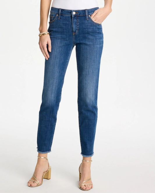 Chico's Girlfriend Slim Frayed Ankle Jeans