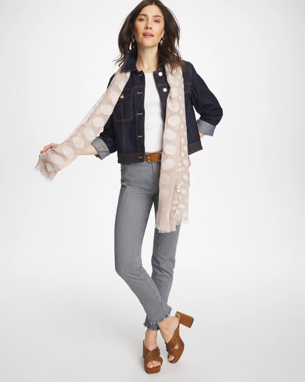 Chico's Pinnacle Stripe Girlfriend Ankle Jeans
