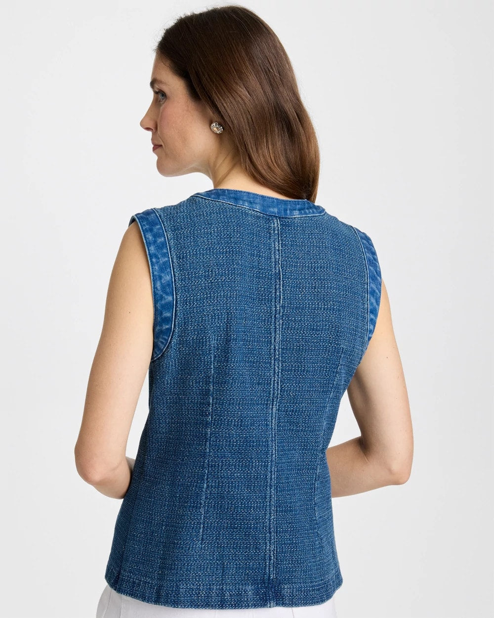 Chico's Tweed Mixed Denim Vest