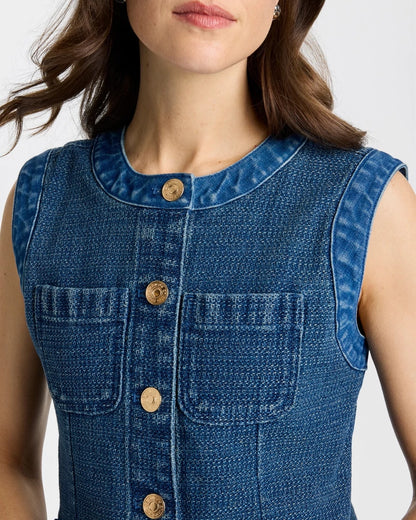 Chico's Tweed Mixed Denim Vest