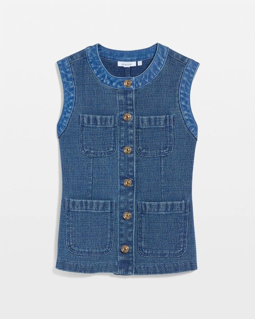 Chico's Tweed Mixed Denim Vest
