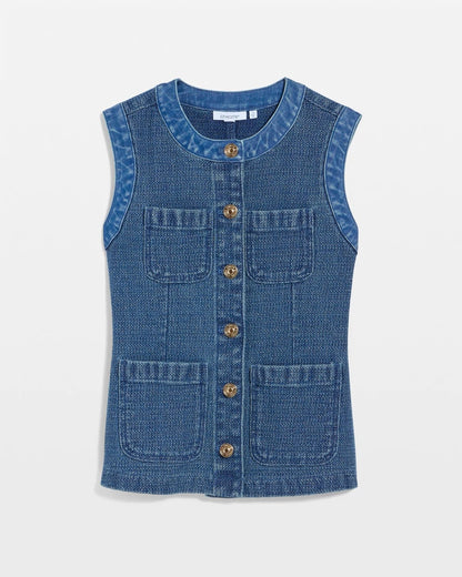 Chico's Tweed Mixed Denim Vest