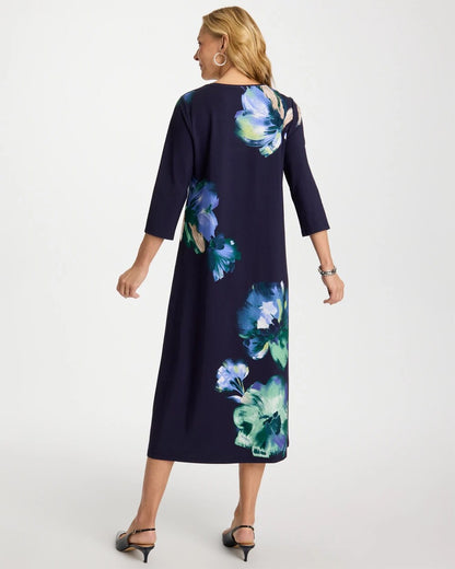 Chico's Floral 3/4 Sleeve Maxi Dress