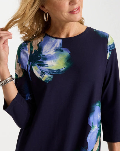 Chico's Floral 3/4 Sleeve Maxi Dress