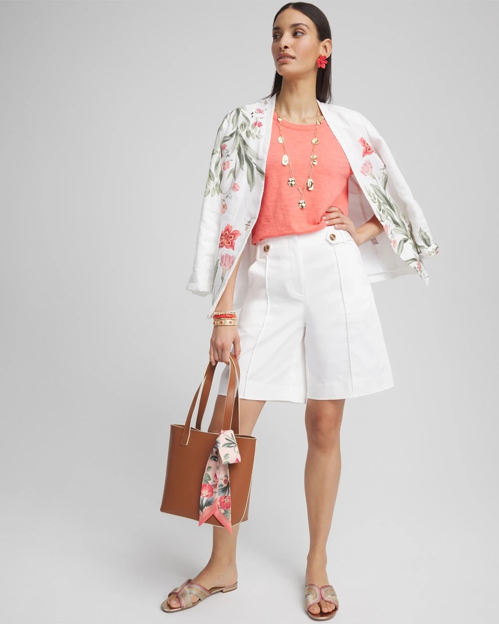 Chico's Sateen Tab-Front A-line Shorts