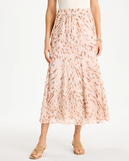 Chico's Cheetah Pull-On Godet Skirt