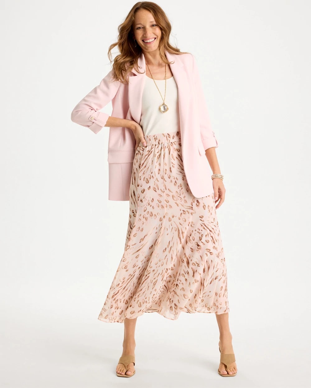 Chico's Cheetah Pull-On Godet Skirt