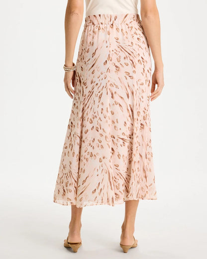 Chico's Cheetah Pull-On Godet Skirt