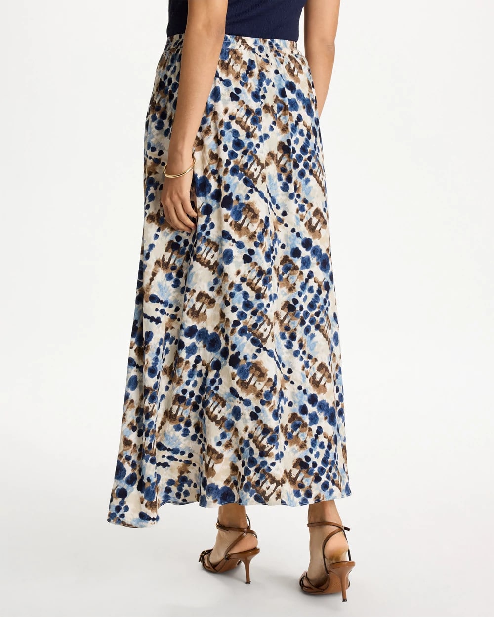 Chico's Faux Silk Printed Maxi Skirt