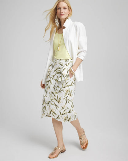 Chico's Linen Midi Wrap Skirt