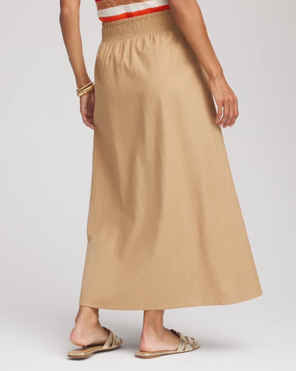 Chico's Smocked Pull-On Midi Skirt