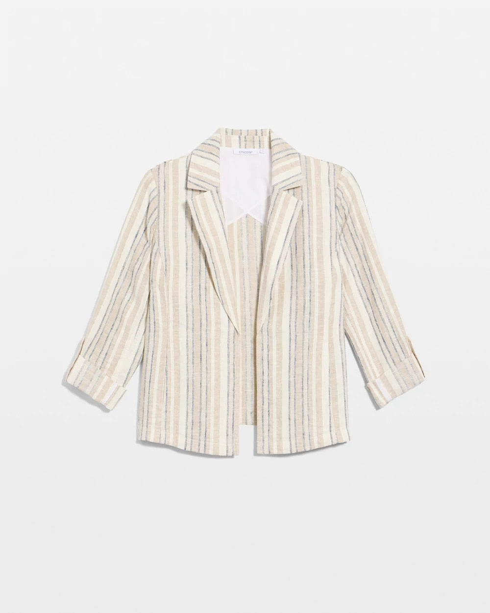 Chico's Striped Linen Roll Sleeve Blazer