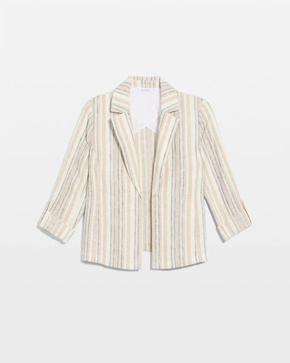Chico's Striped Linen Roll Sleeve Blazer