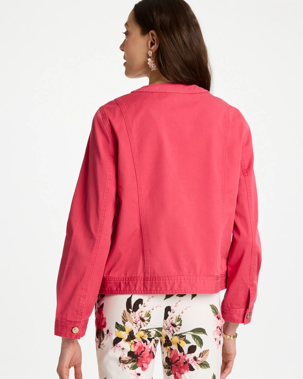 Chico's Collarless Twill Box Jacket