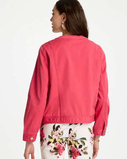 Chico's Collarless Twill Box Jacket