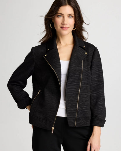 Chico's Embossed Knit Moto Jacket
