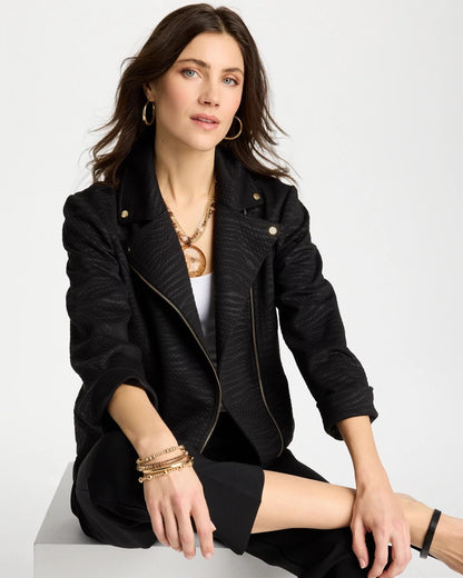 Chico's Embossed Knit Moto Jacket