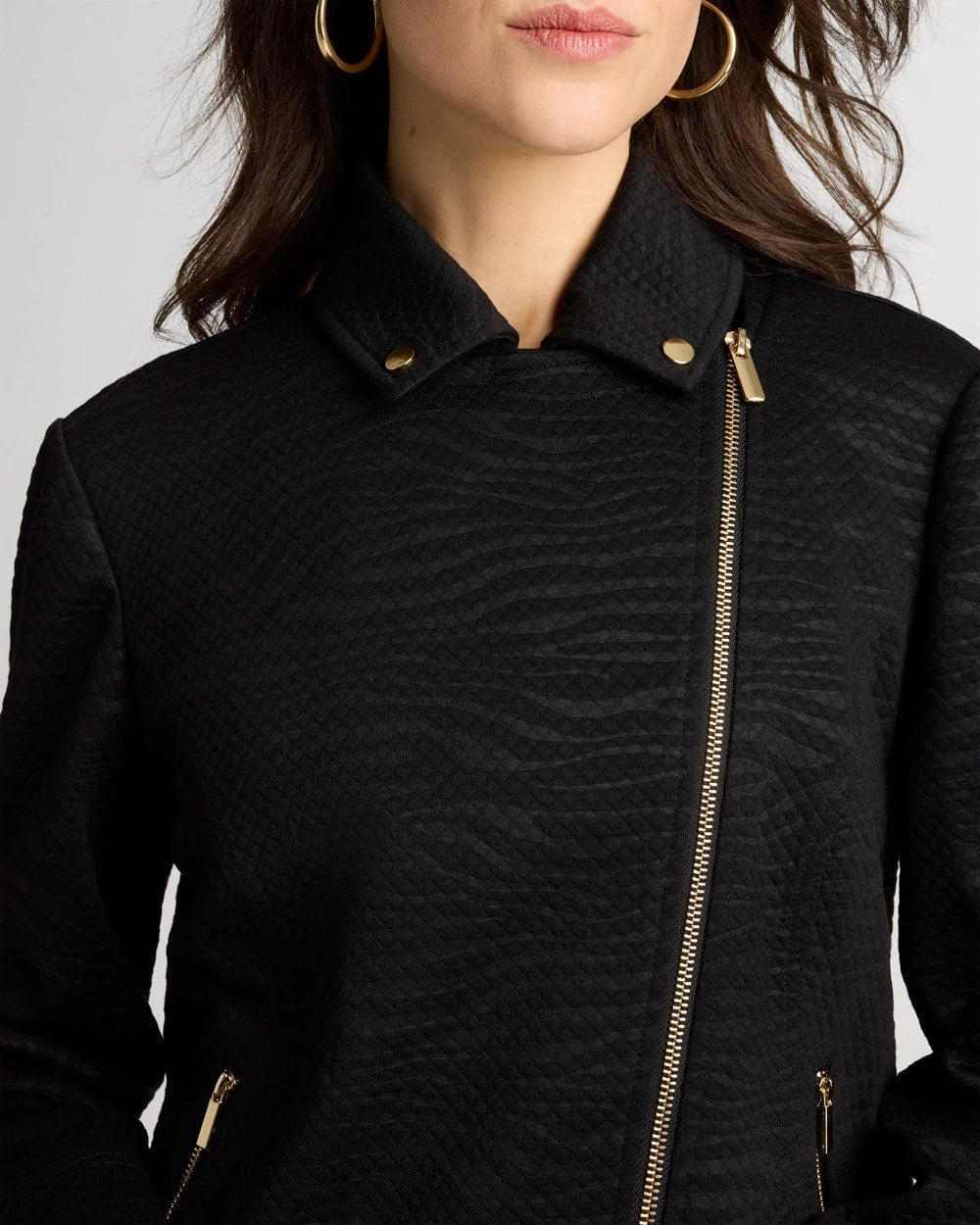 Chico's Embossed Knit Moto Jacket