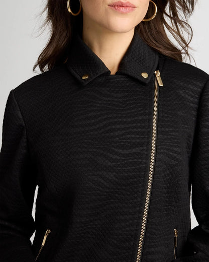Chico's Embossed Knit Moto Jacket