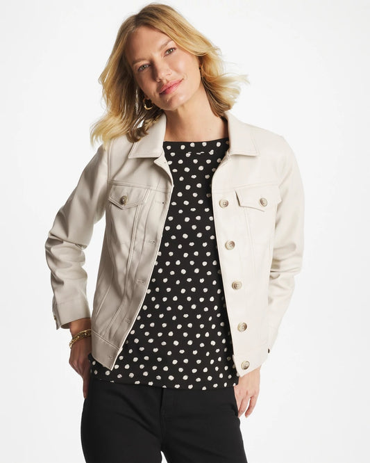 Chico's Faux Leather Trucker Jacket