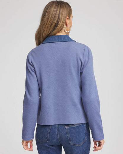 Chico's Denim Colorblock Marl Shirt Jacket