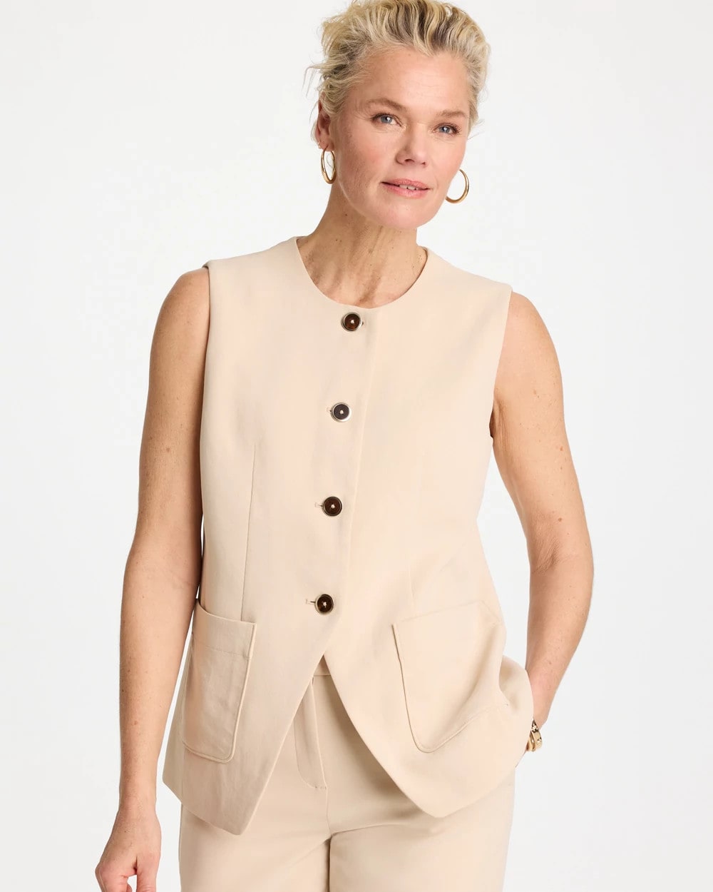 Chico's Split Hem Crepe Vest