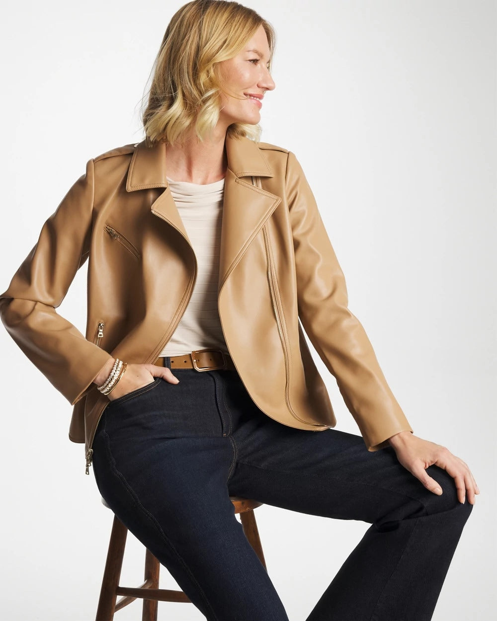 Chico's Faux Leather Moto Jacket