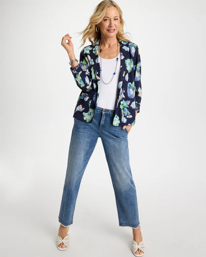 Chico's Printed Slub Knit Blazer