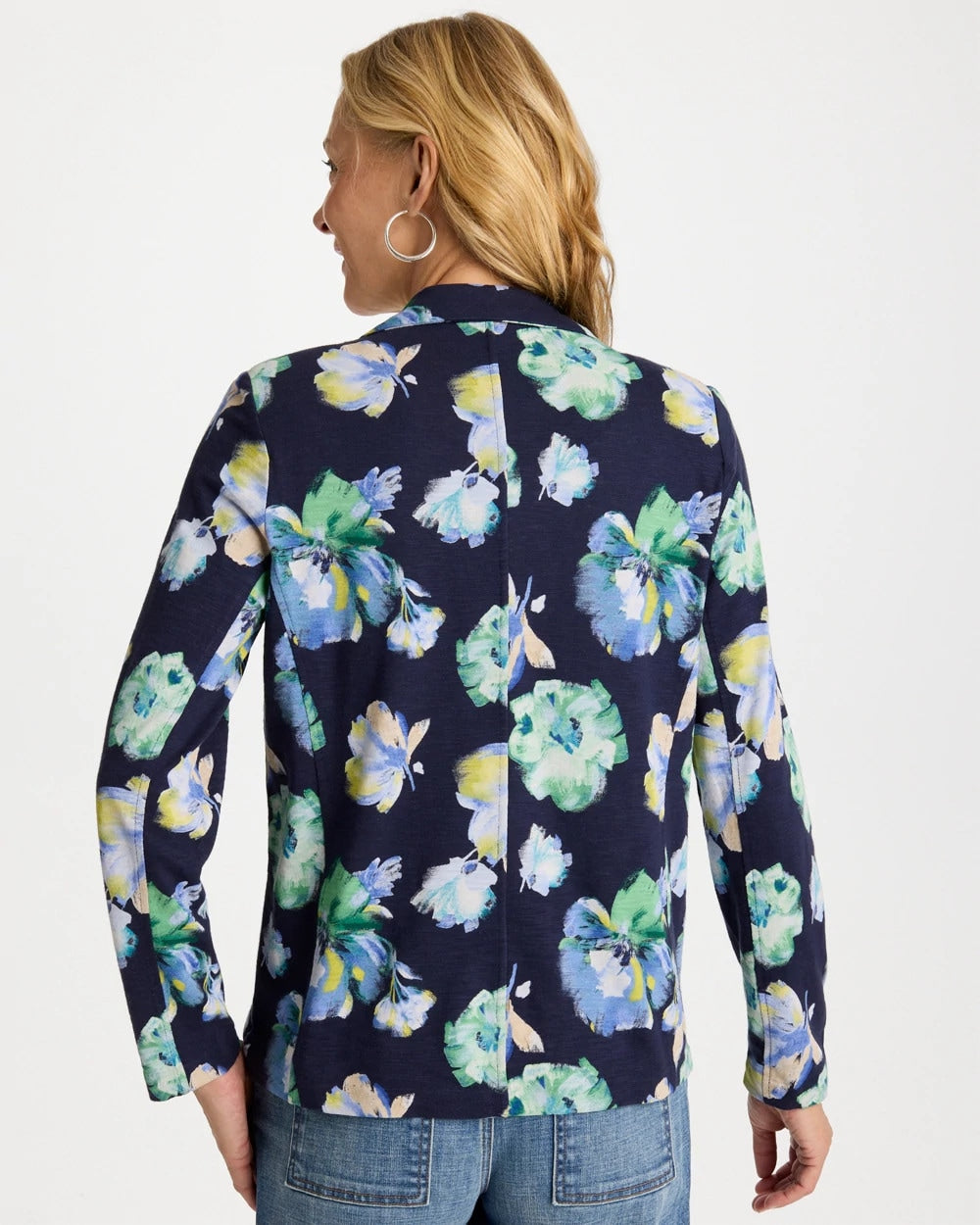 Chico's Printed Slub Knit Blazer