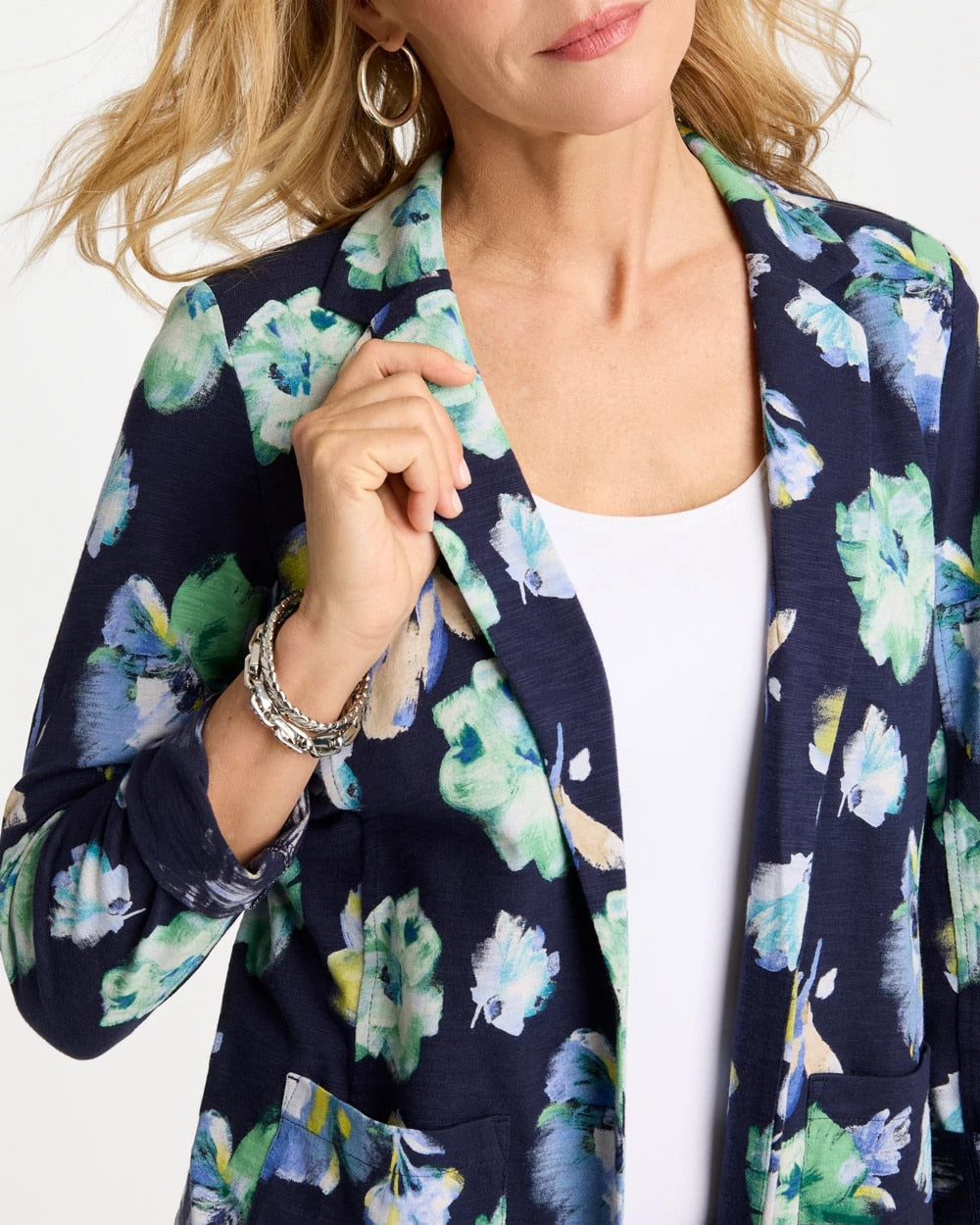 Chico's Printed Slub Knit Blazer